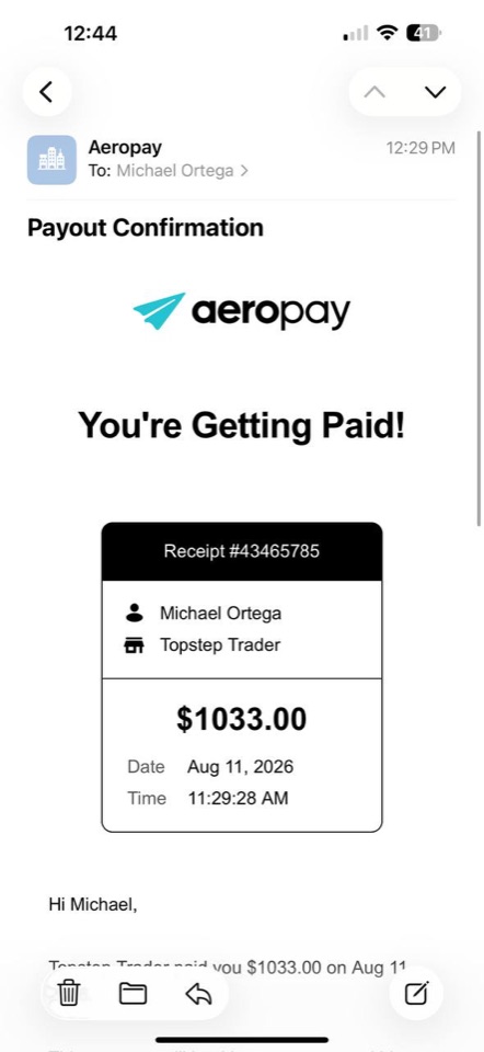 Receipt from Michael Ortega