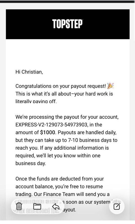 Receipt from Christian