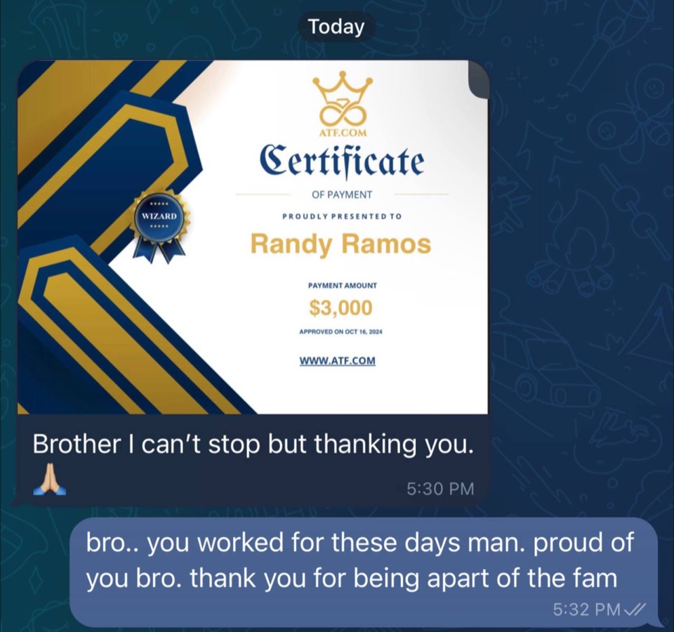 Receipt from Randy Ramos